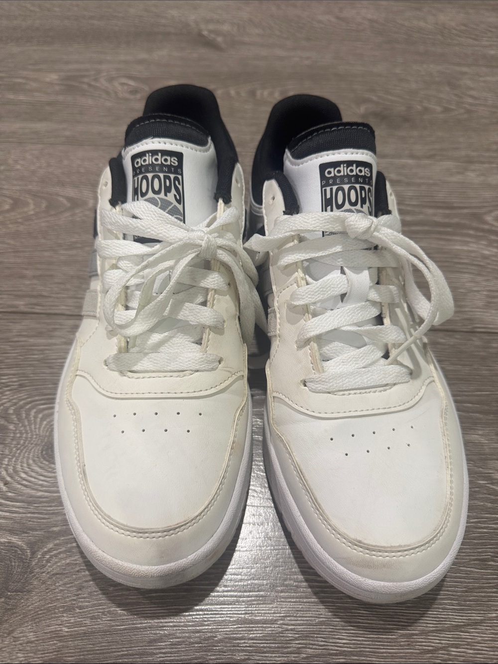 adidas Hoops White and Black Low-Top Sneakers